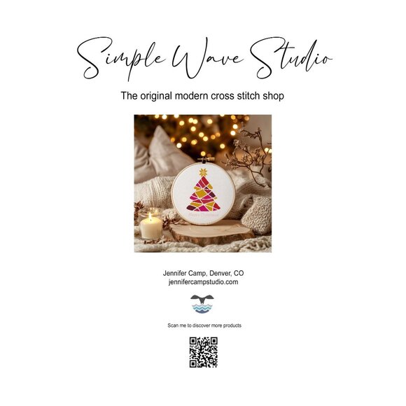 Pink Retro Christmas Tree Merry Christmas Counted Cross Stitch Kit - Picture 1 of 5